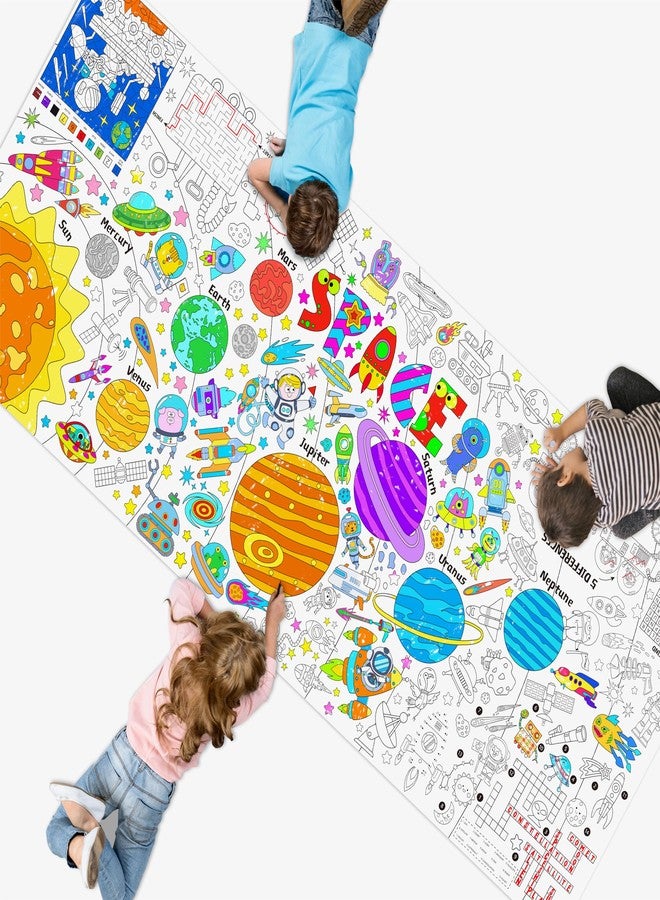 SpriteGru Universe Coloring Poster, Large Coloring Activity Paper 75” x 31” Jumbo Size Space-Themed Paper DIY Painting Drawing Banner/Tablecloth for School, Wall Decor - Image 1